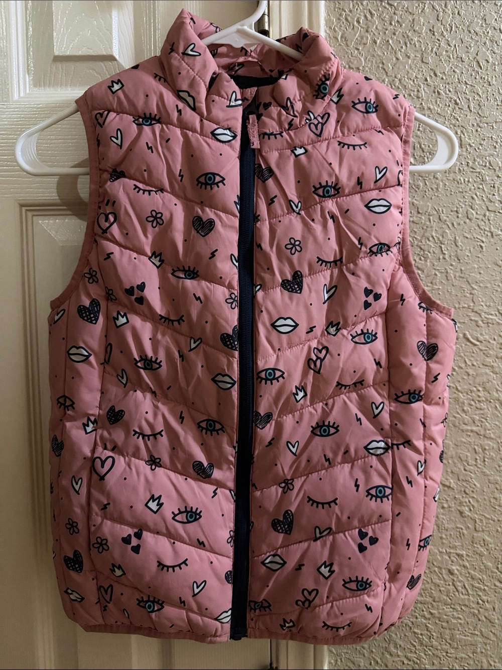 C&C California Girls' Pink Printed Quilted Puffer Vest